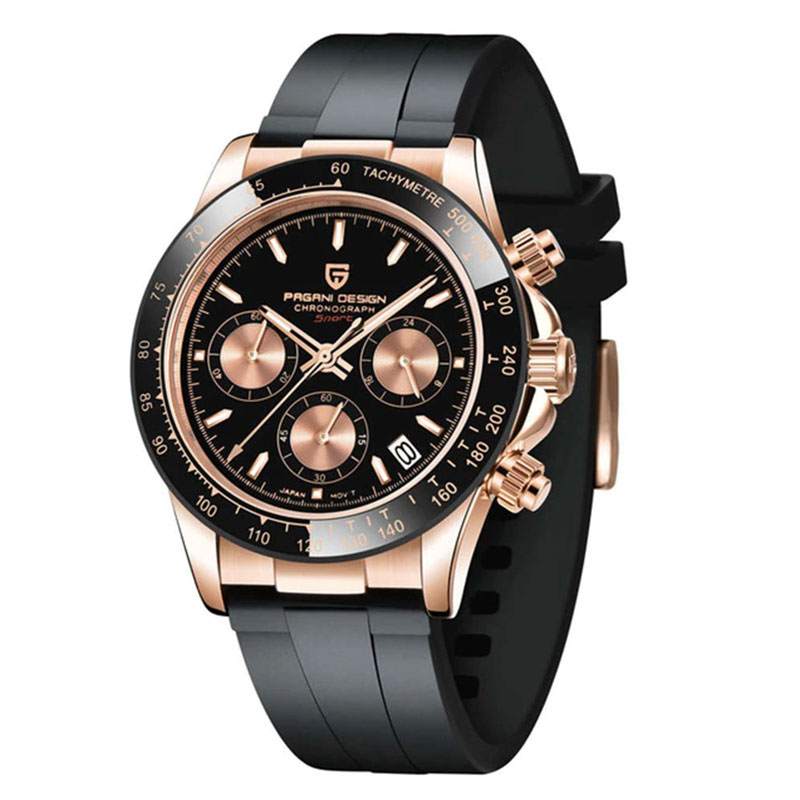 Relógio Masculino Pagani Design com Pulseira de Borracha Dourado - PD1664