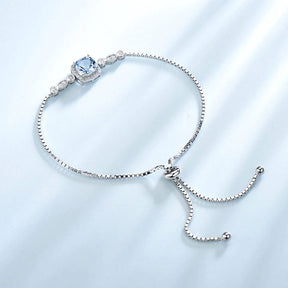 Pulseira Ajustável Prata com Cristal Sky Blue