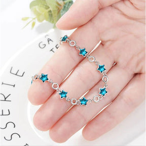 Pulseira Prata com Cristais Estrelas Azuis